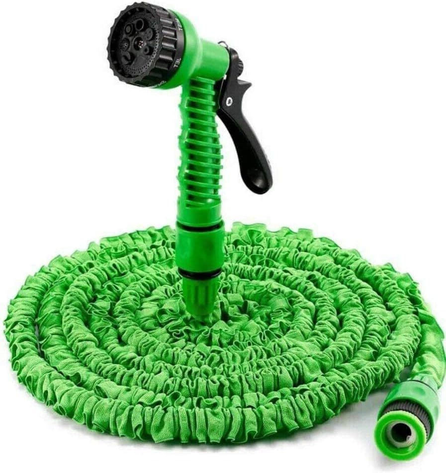100FT Magic Stretch Flexible Expandable Expanding Garden Hose Pipe Water Spray Gun Nozzle