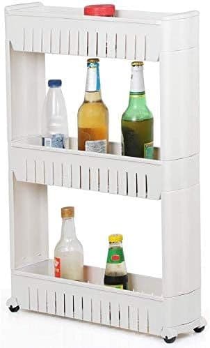 3 Tier Slim Side Out Kitchen Trolley Multipurpose Storage Shelf Moving Kitchen Cabinets