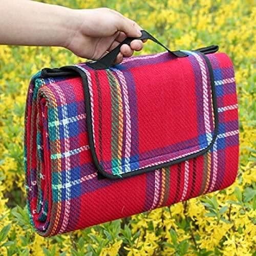 Foldable Picnic Blanket Carrying Handle Strap Waterproof Beach Blanket Garden Camping Mat
