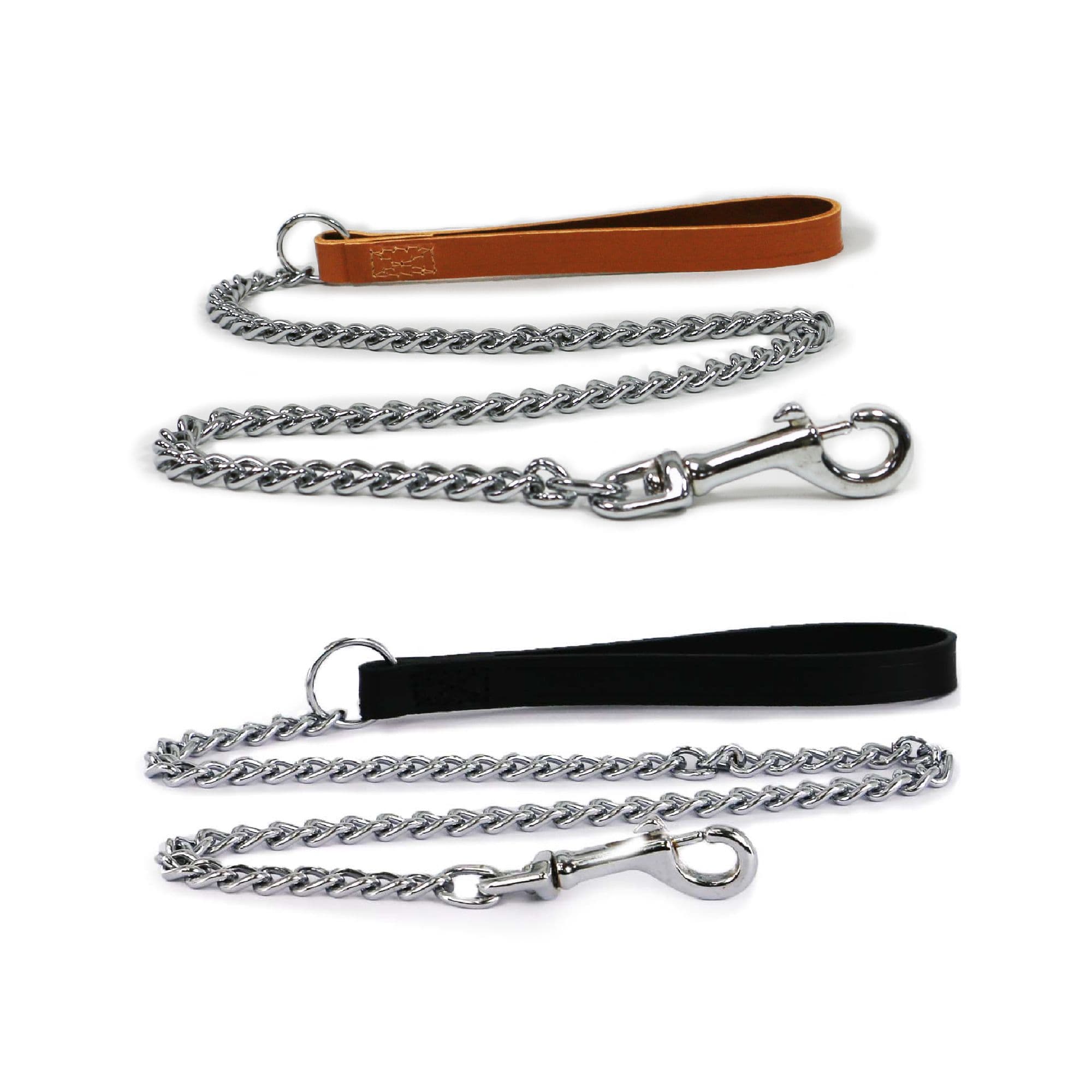 Heritage 90cm Heavy Chain Dog Lead Leather Handle