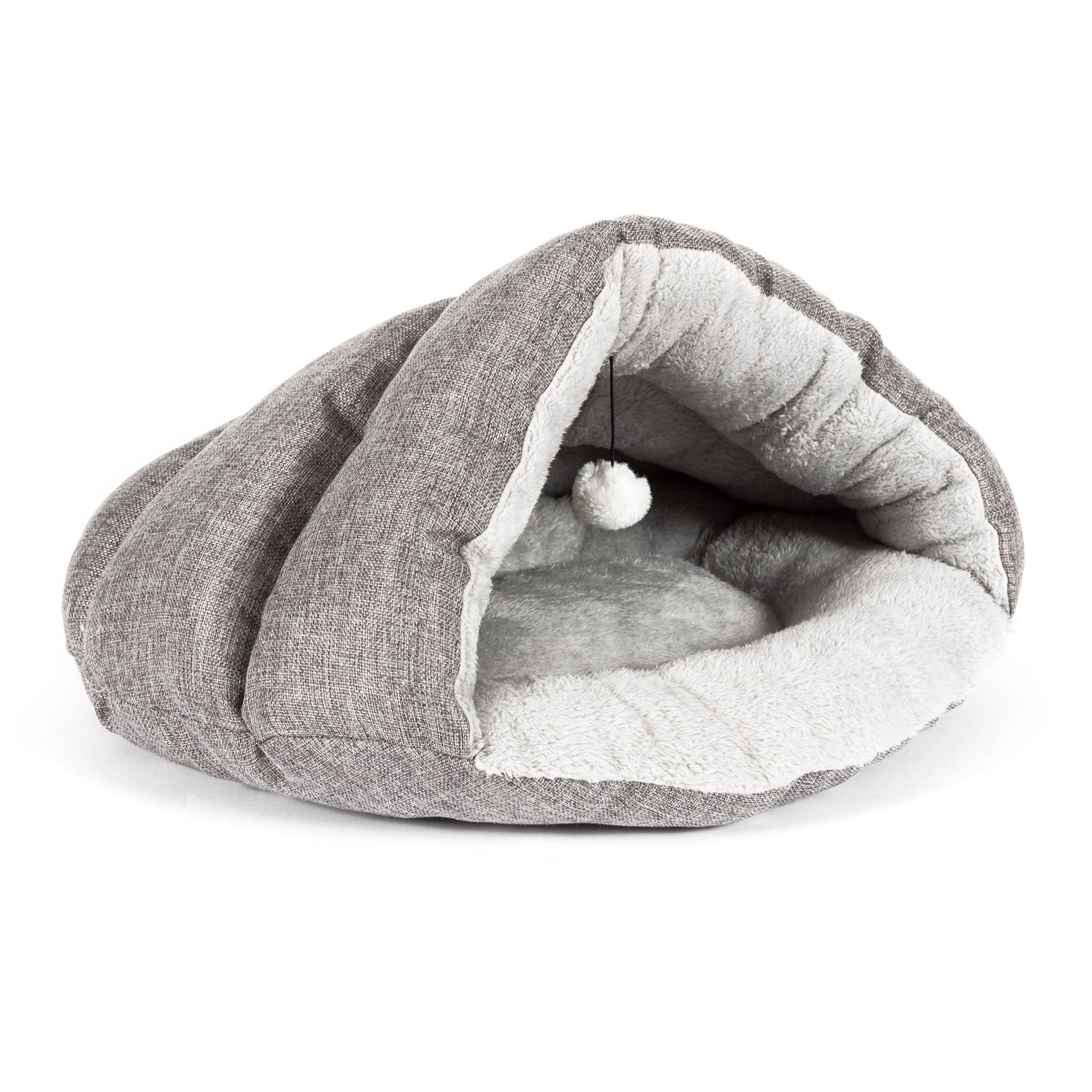Highly Stuffed Cosy Warm Soft Touch Fleece Lined Cave Style Cat Bed
