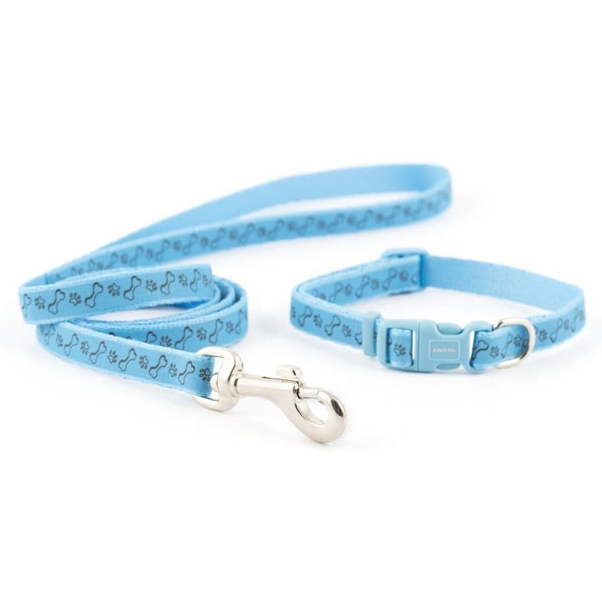 Reflective Paw Bone Comfy 20 30 cm Dog Collar & Lead Set