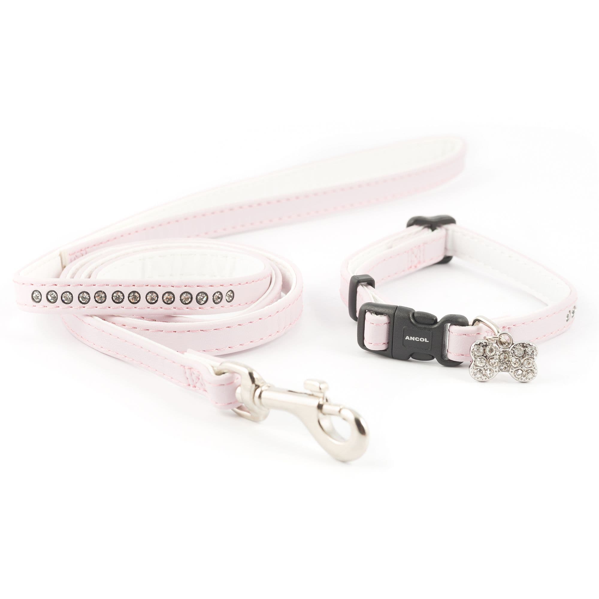 Small Bite Adjustable 20 30 cm Jewel Dog Collar Lead Set