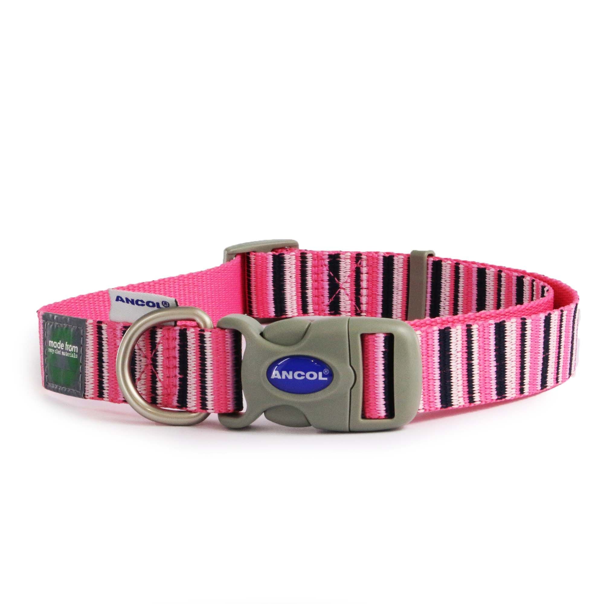 Hot Pink Made Candy Stripe Quick Release Pet Collar