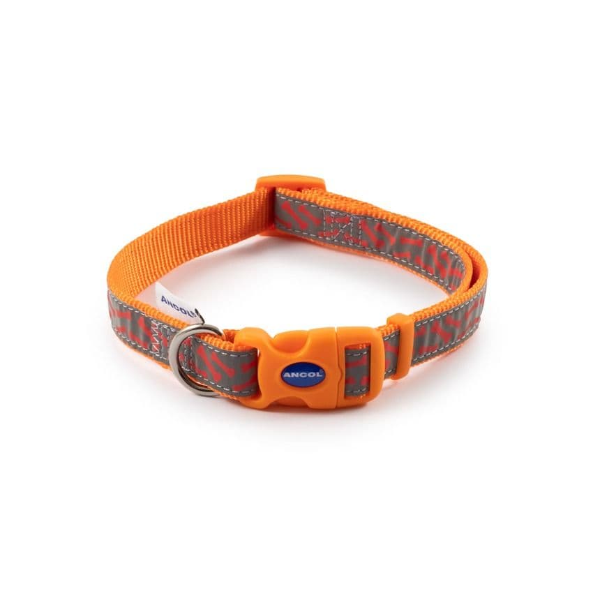 Bone Patterned Collection Reflective Comfy Dog Collar