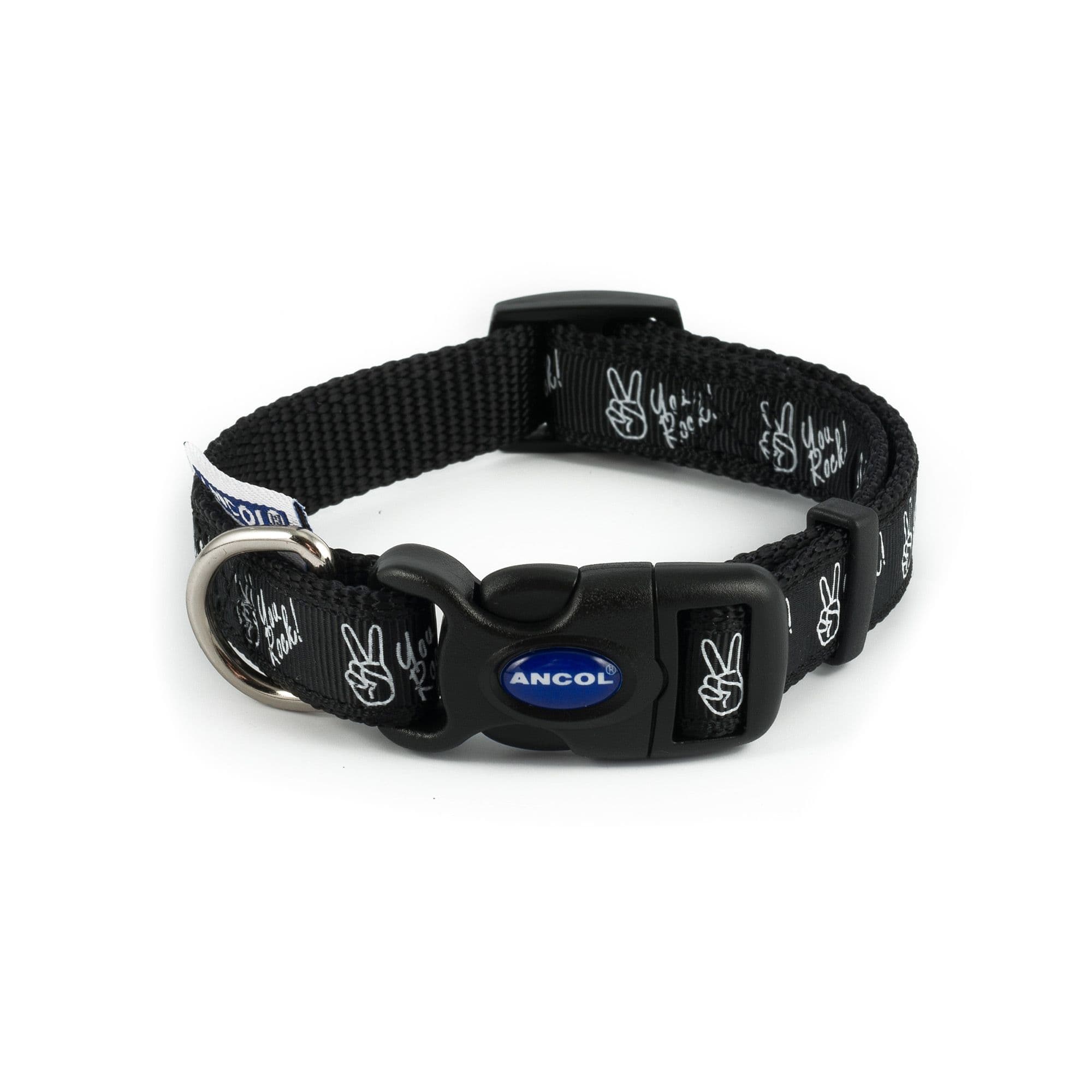 White Patterned Collection You Rock Dog Collar