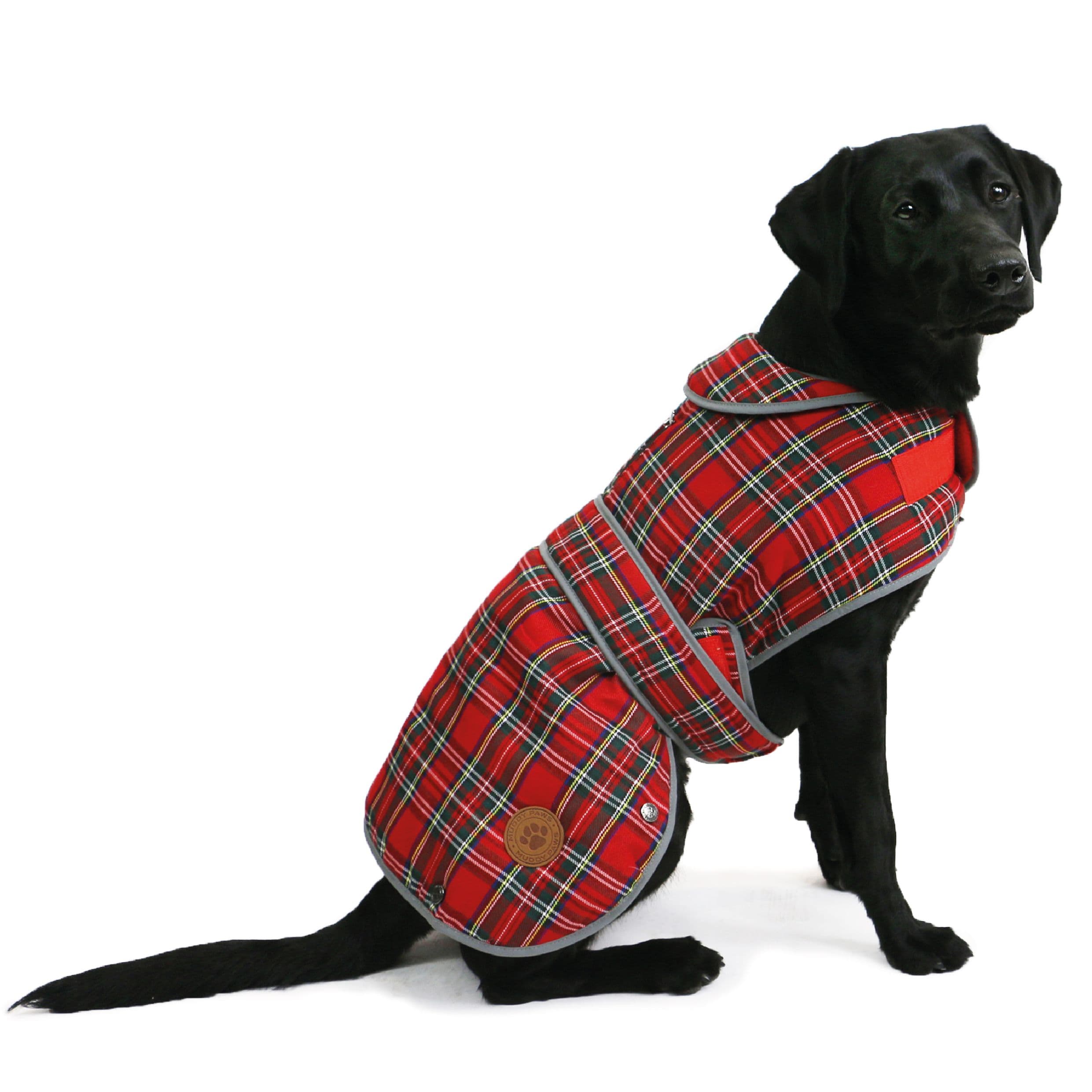 Tartan Print Muddy Paws Highland Fleece Lined 50 cm Large Dog Coat