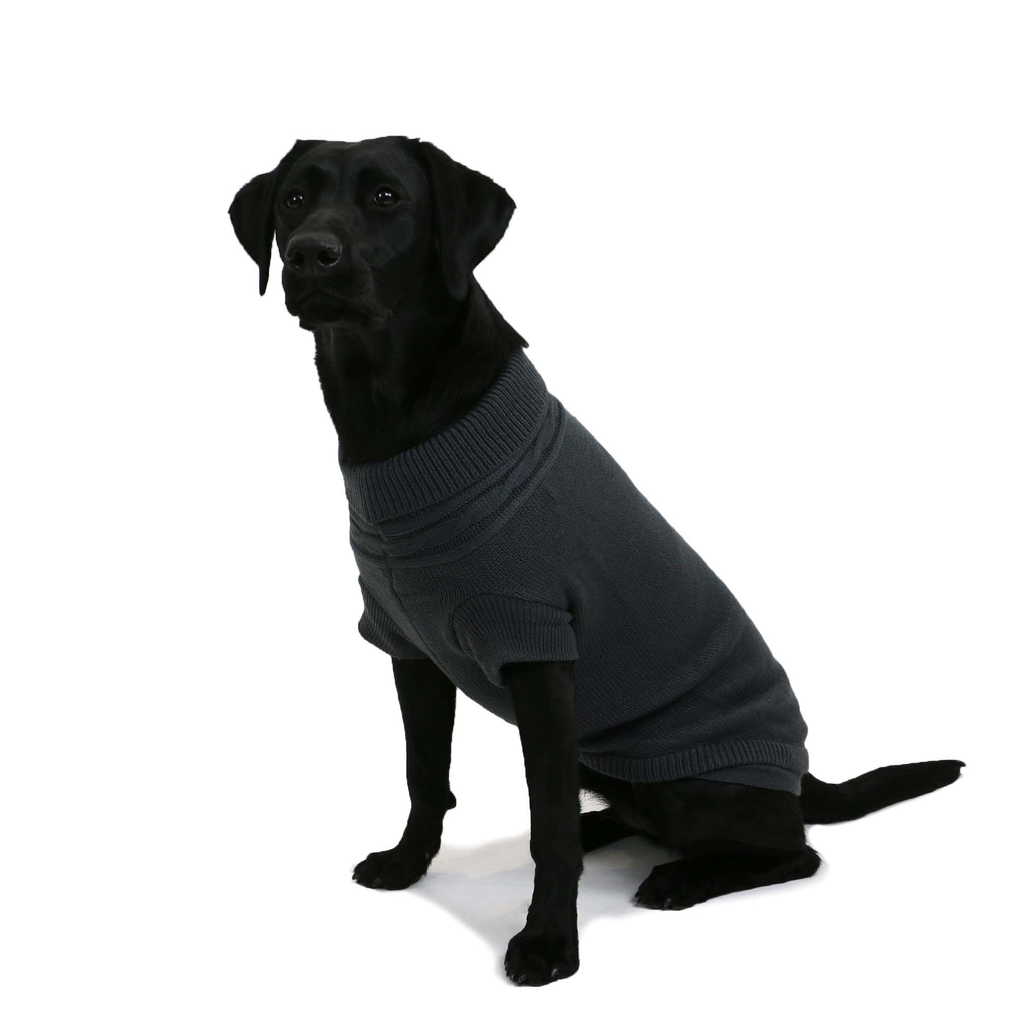 Charcoal Grey Rolled Neck Knit Woollen Large 50 cm Length Dog Jumper