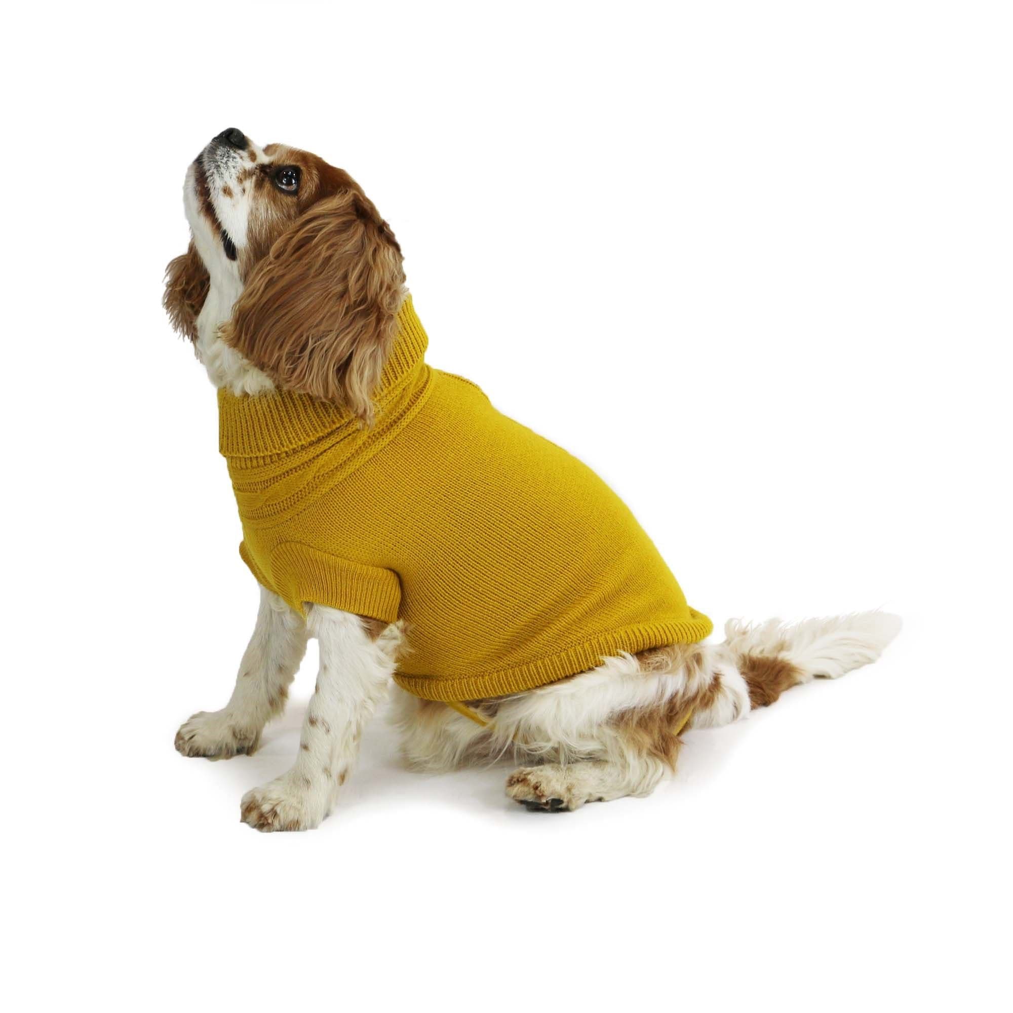 Rolled Neck Cable Knit Woollen Large 50 cm Length Dog Jumper