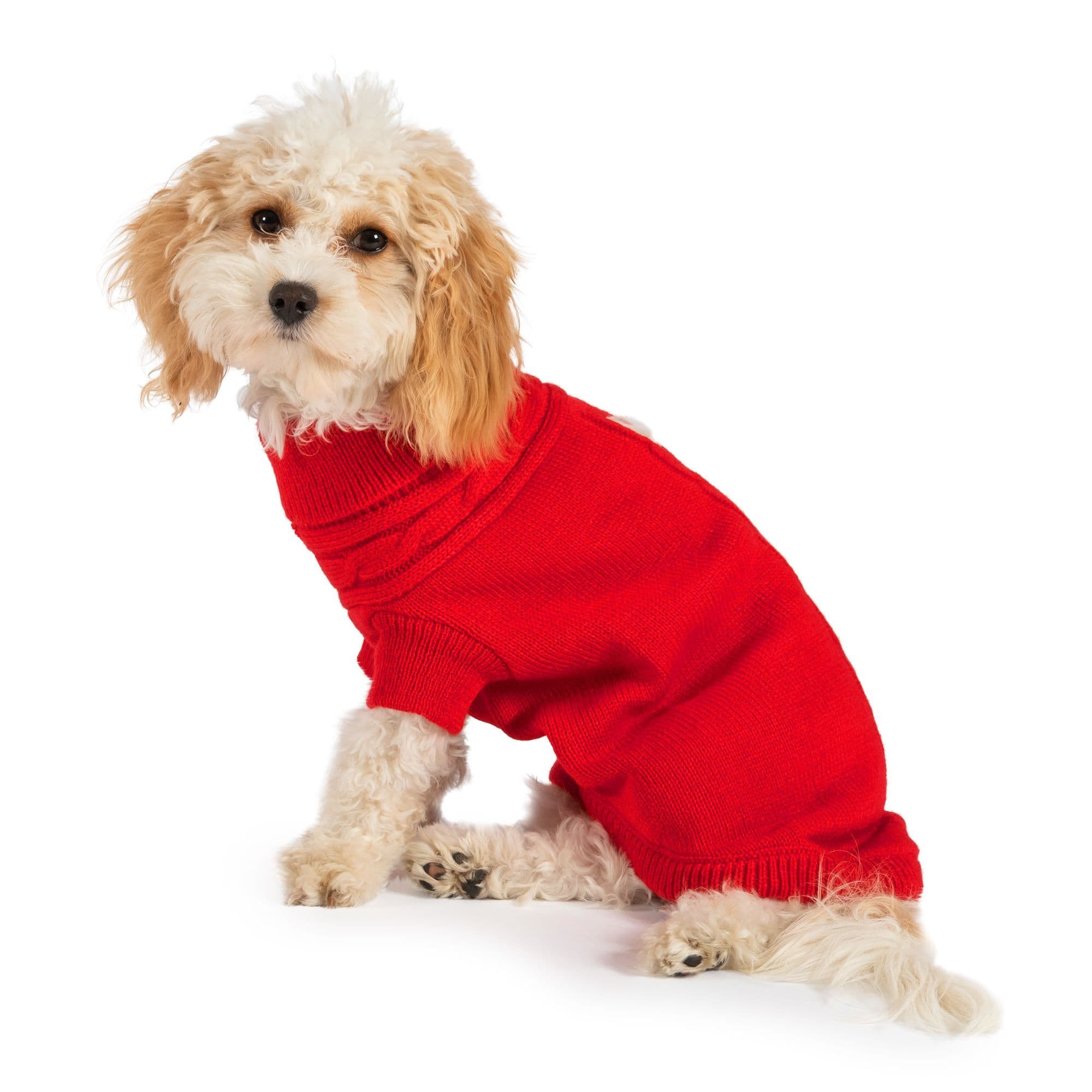 Cable Knit Rolled Neck Warm Woollen 40 cm Length Medium Dog Jumper