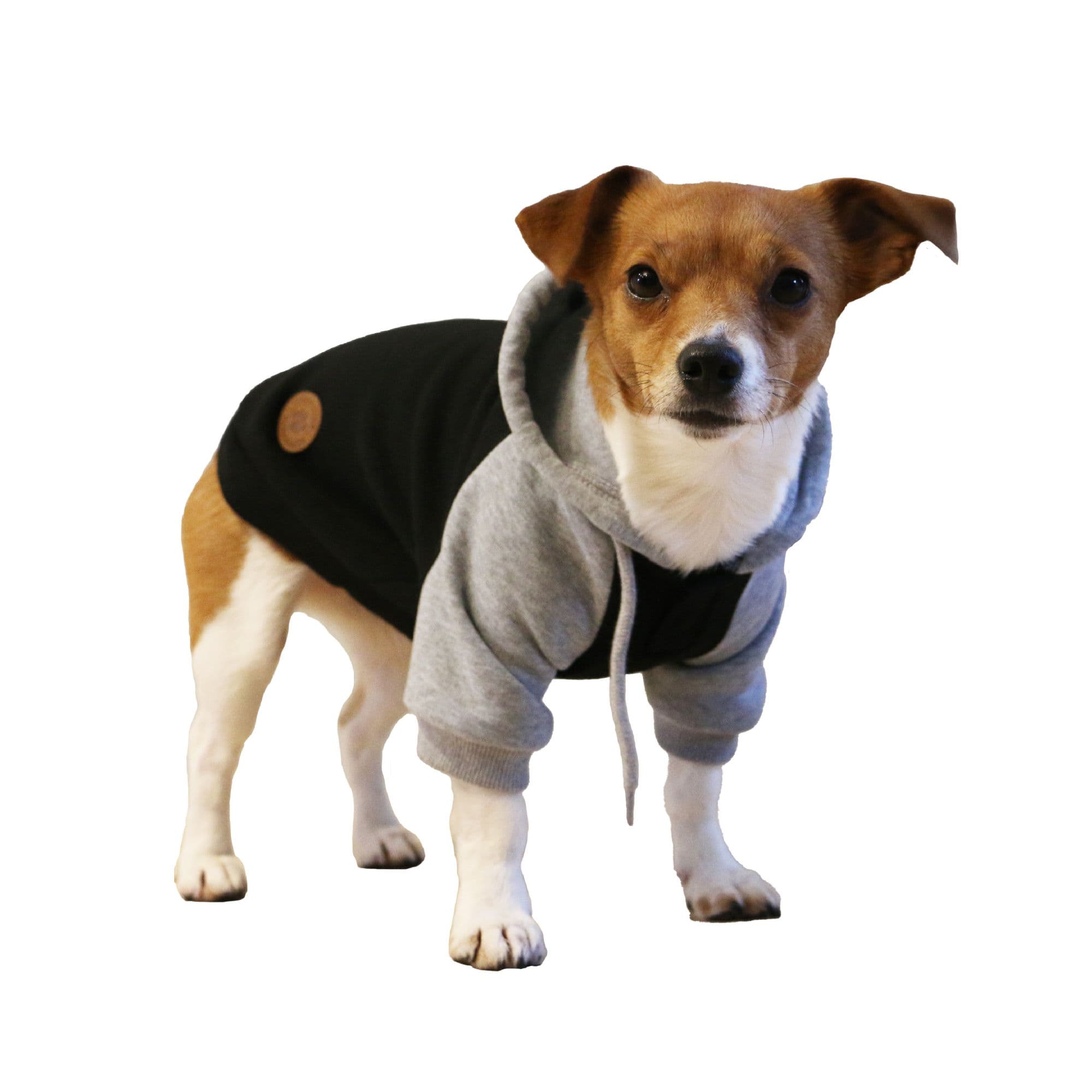 Grey Comfortable Harness Hole Warm Cosy Dog Hoodie