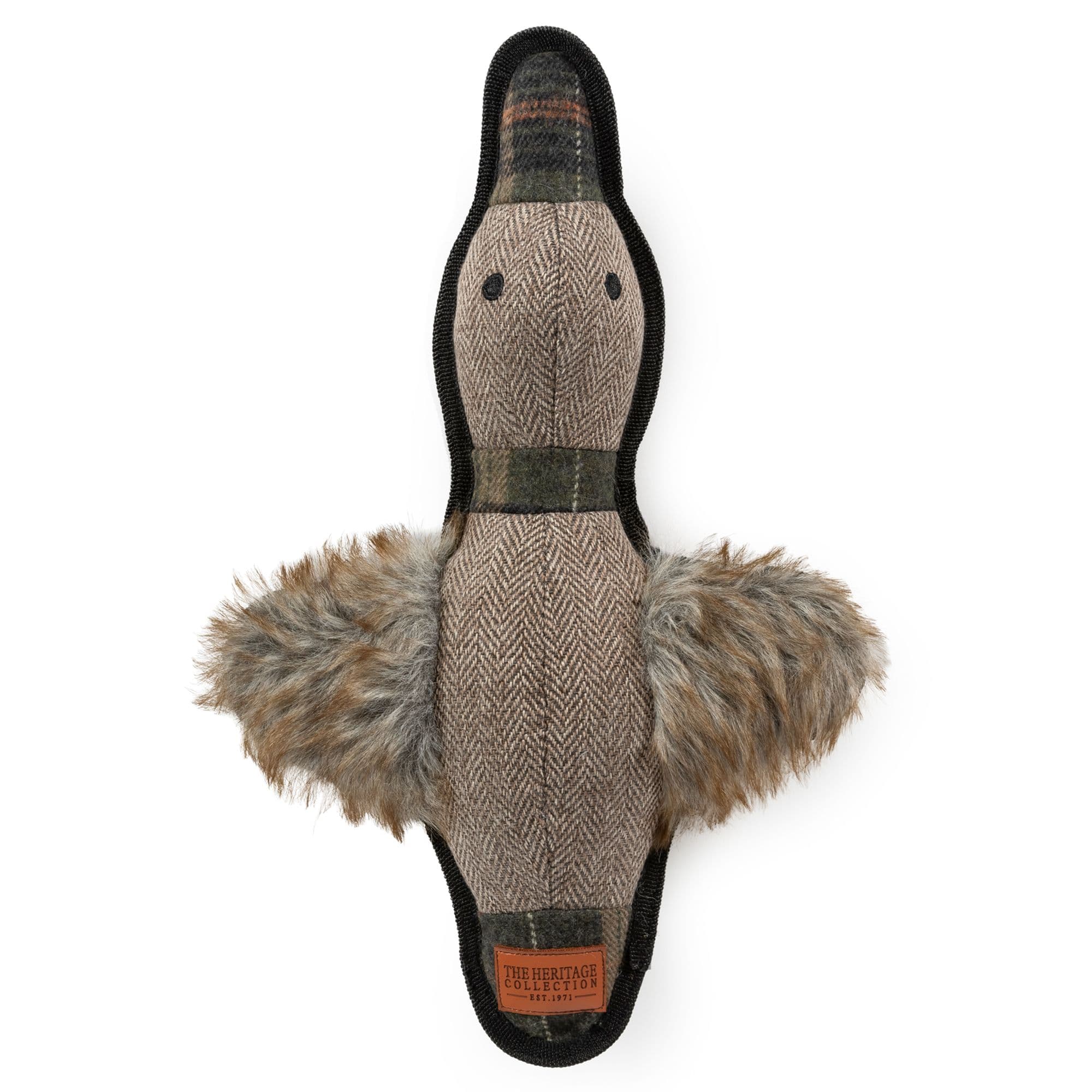 Heritage Collection Cuddly Squeaky Recycled Tweed Duck Dog Play Toy