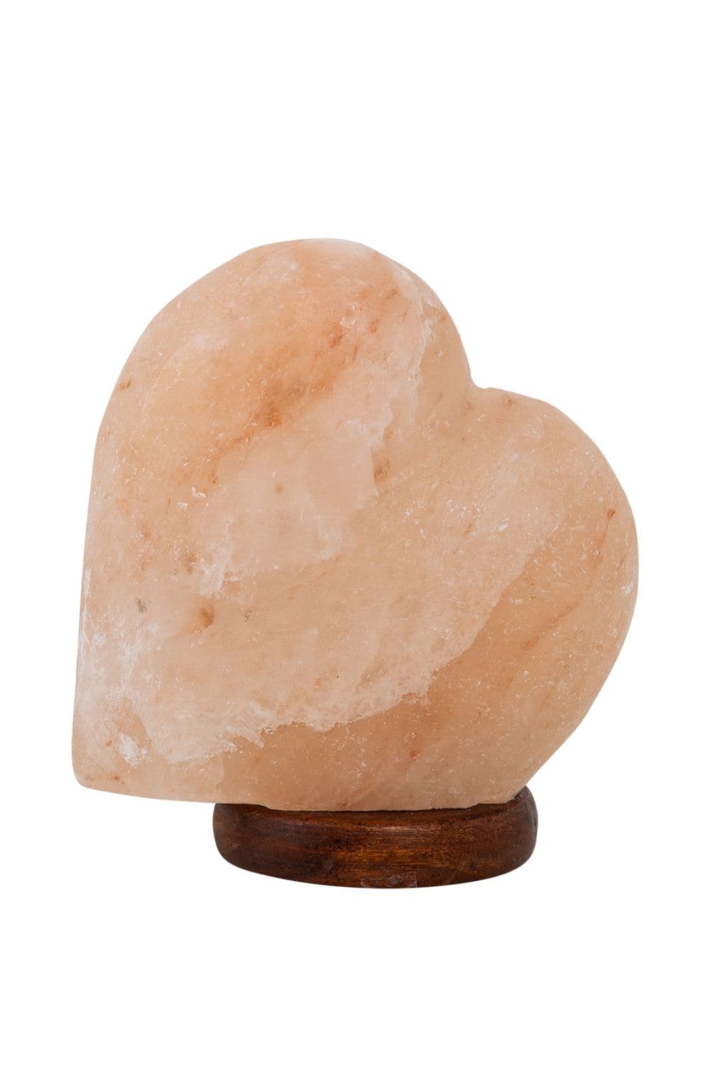 Heart Shaped Salt Lamp with Wooden Base