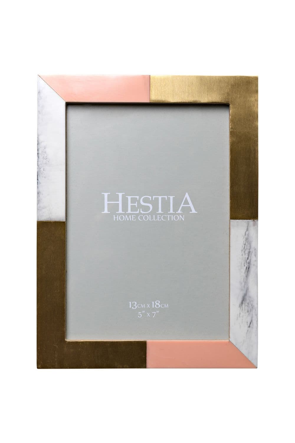 White, Grey & Pink Photo Frame & Brass Inlay 5" x 7"