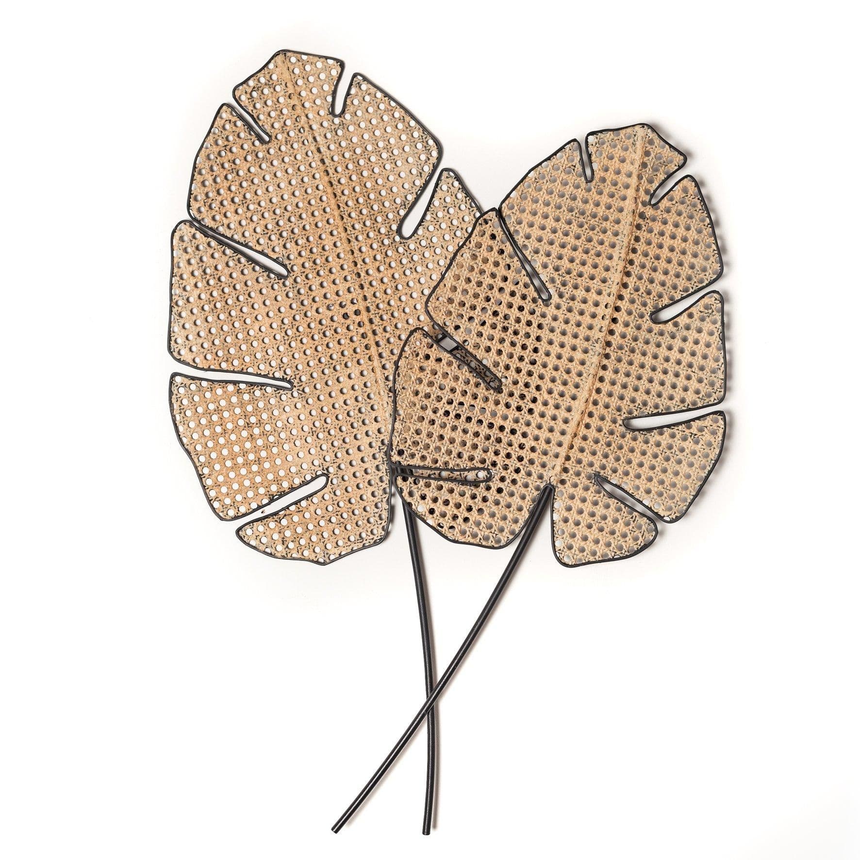 Rattan Effect Leaf Metal Wall Art