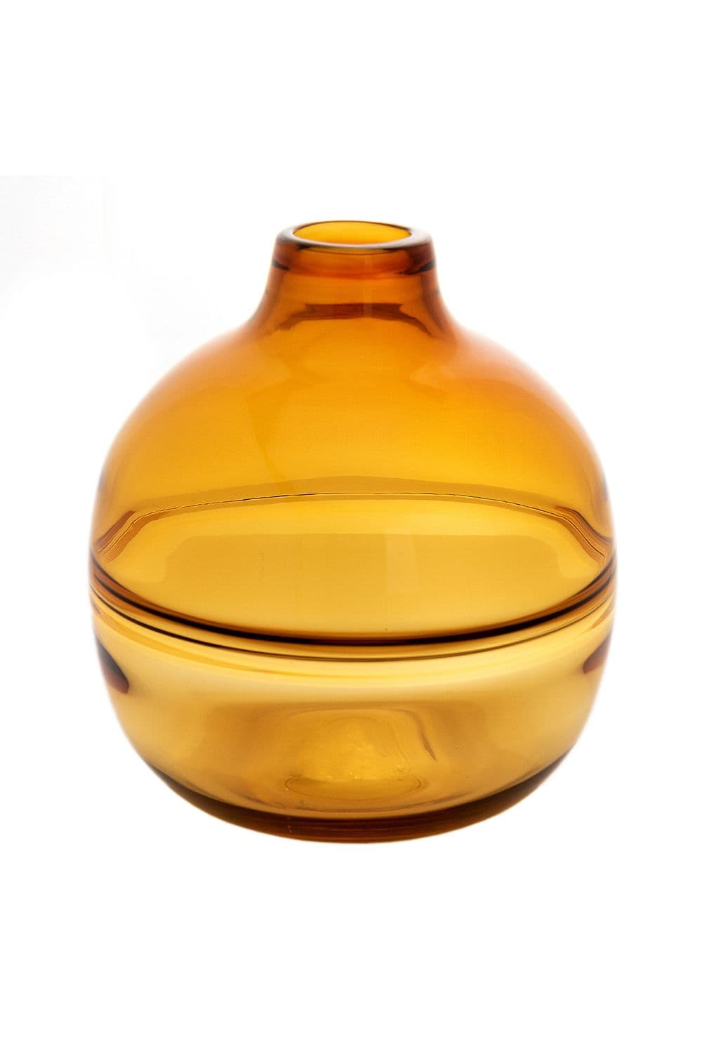 Round Amber Coloured Glass Vase - Large