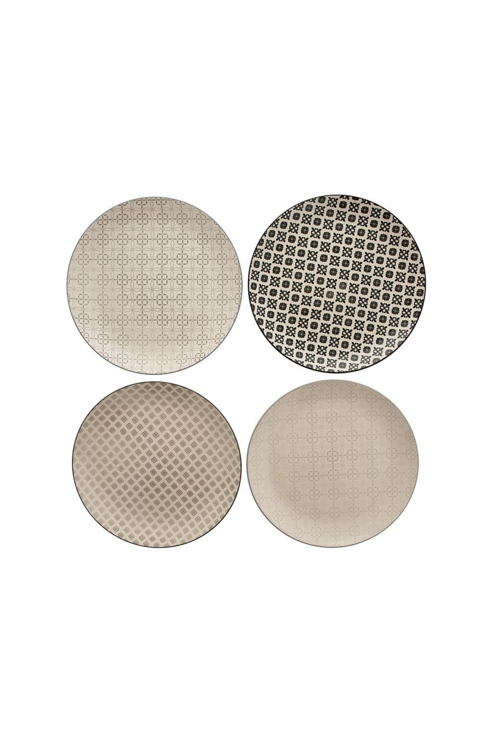 Set of 4 Tile Pattern Dinner Plates
