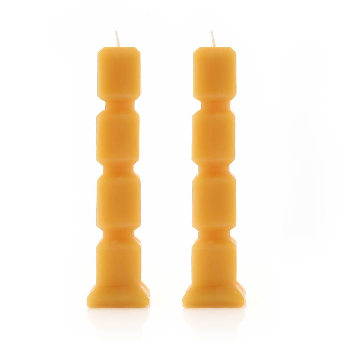 Set of 2 Cube Candles Ochre