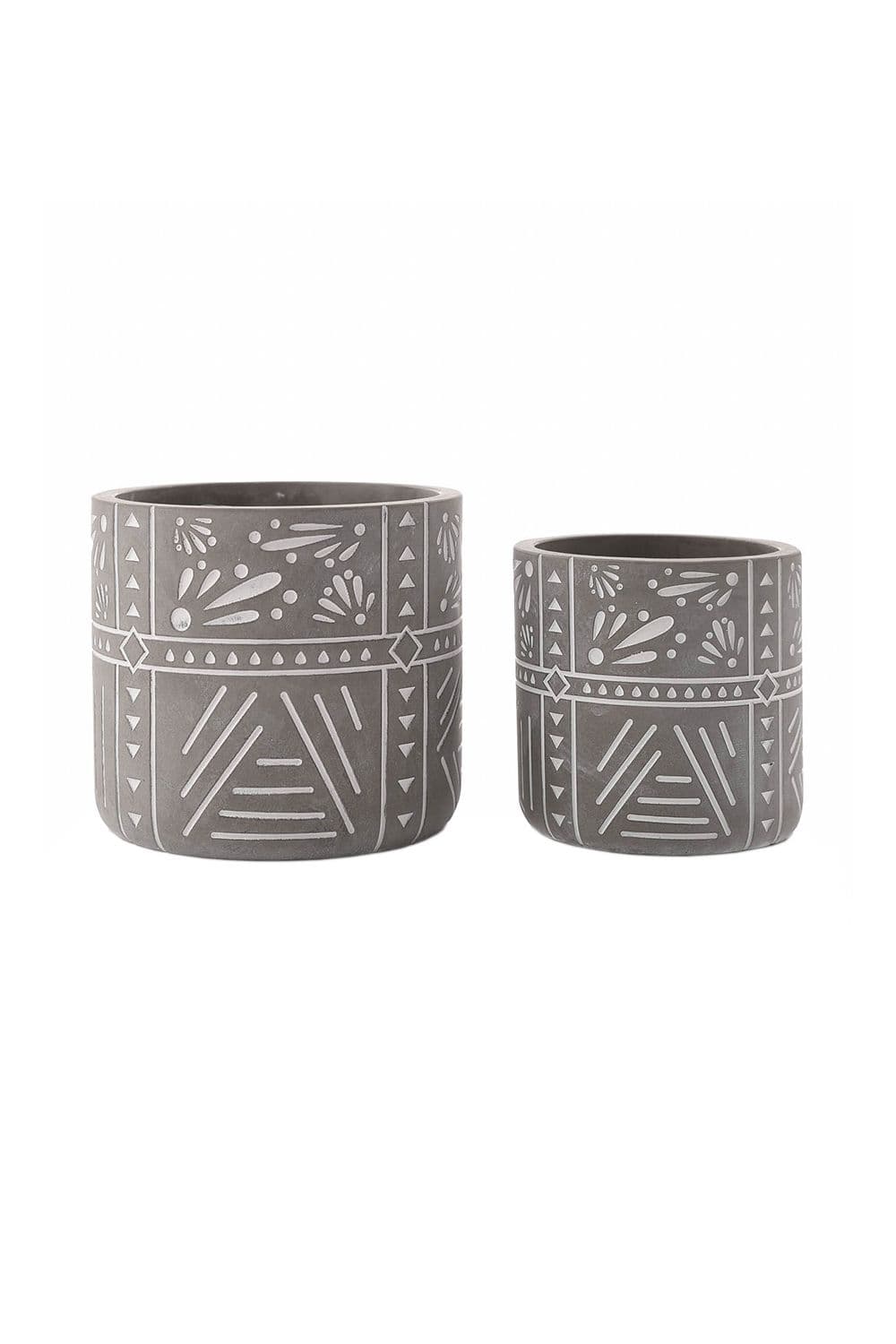 Set of 2 Small Outdoor Cement Plant Pots 10.5cm & 14cm