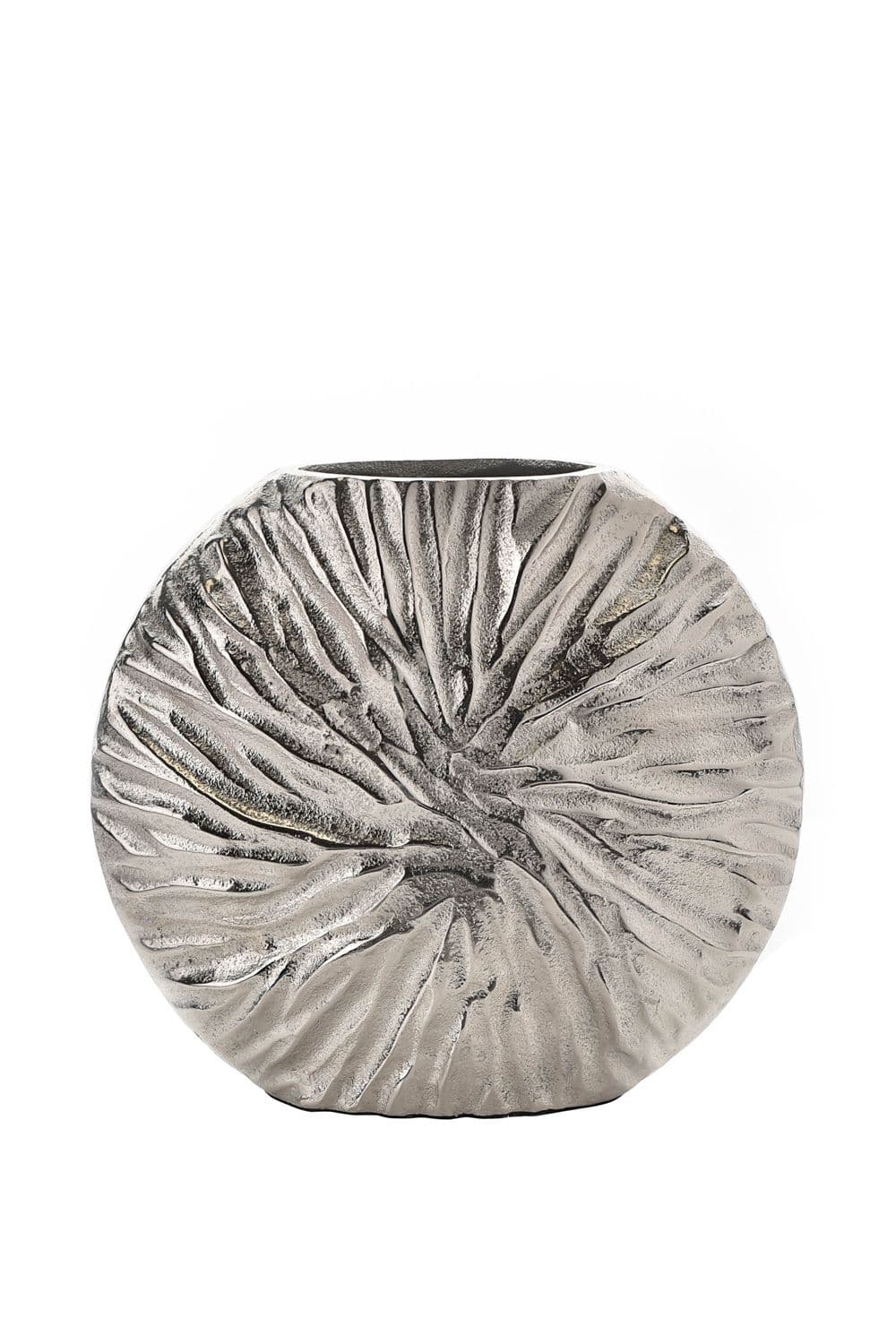 Silver Metal Textured Round Vase 21x24cm