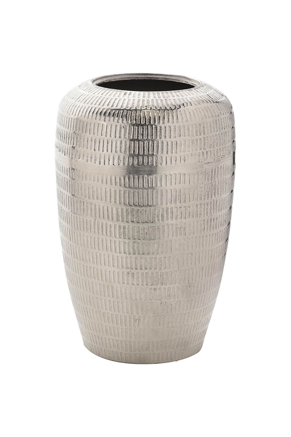 Silver Metal Tall Textured Vase 27x17cm