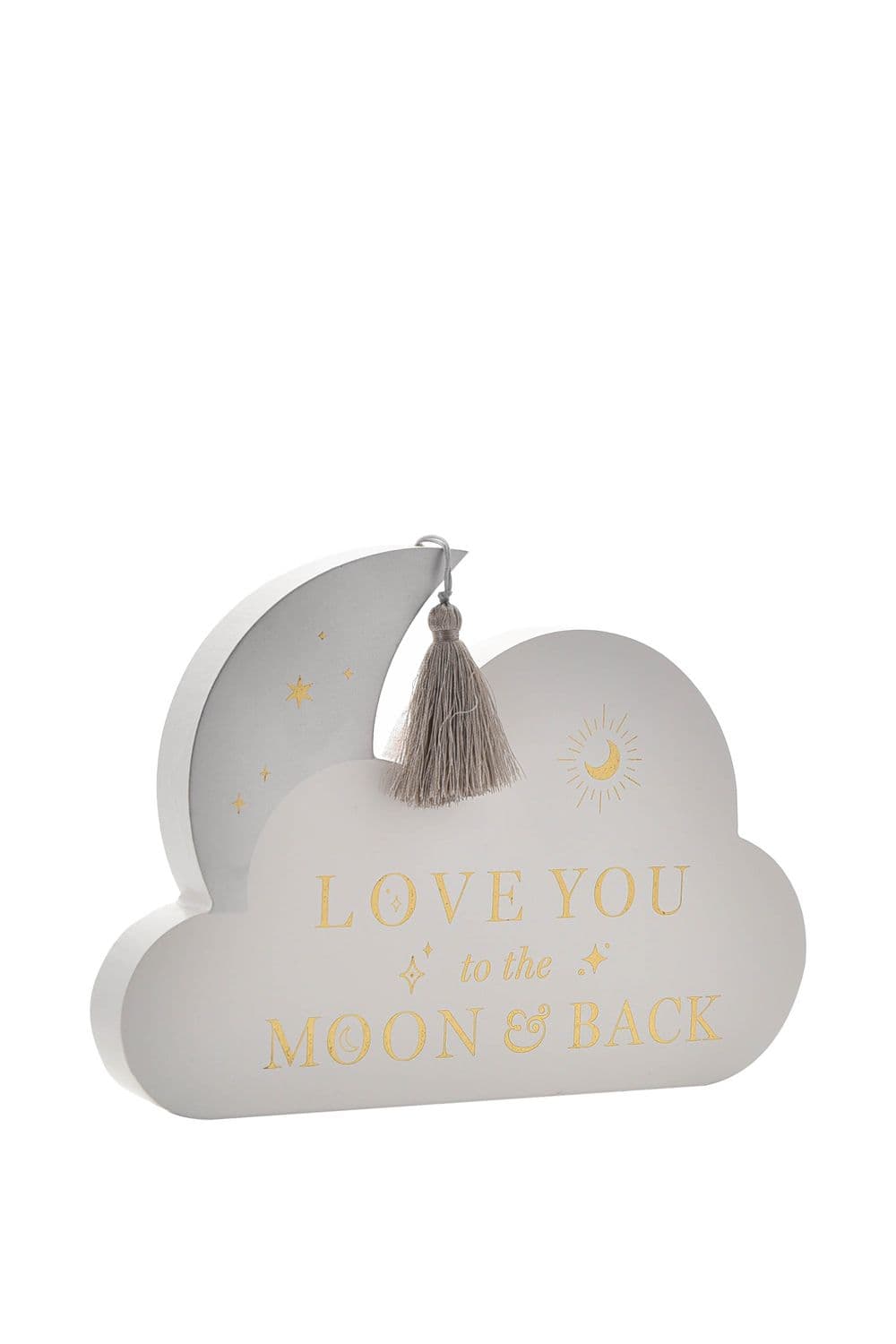 Wooden Moon & Cloud Plaque "Love You"