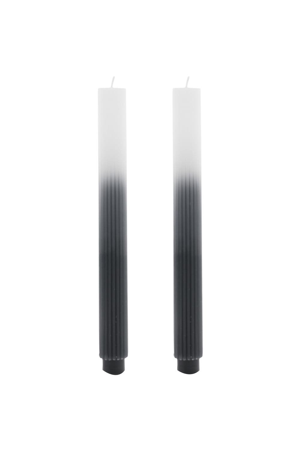 Set of 2 Ombre Dinner Candles - Charcoal/White