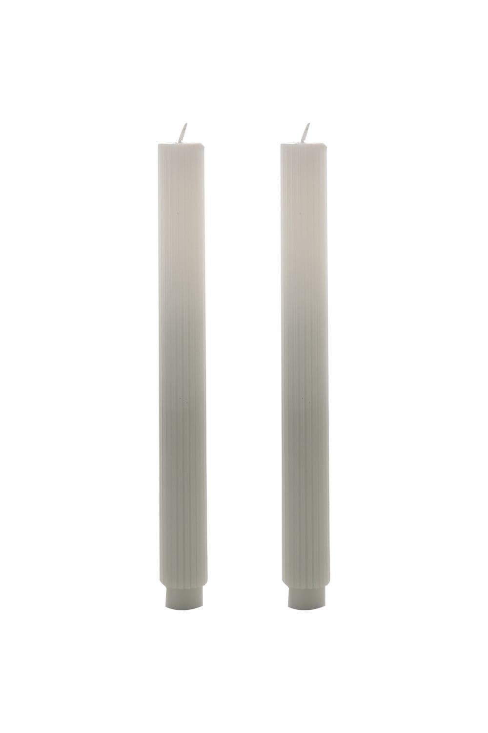 Set of 2 Ombre Dinner Candles - Taupe/White