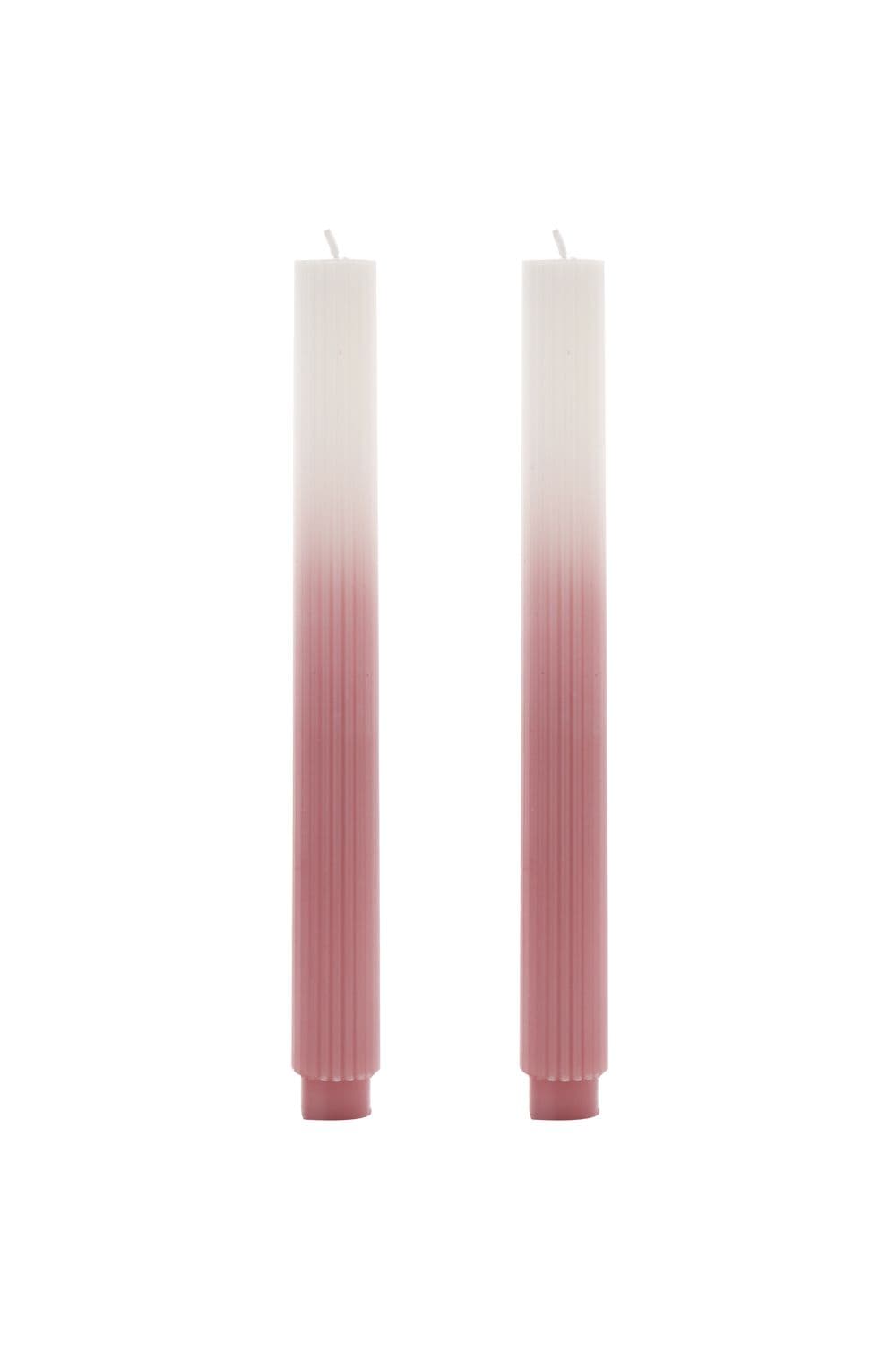 Set of 2 Ombre Dinner Candles - Pink/White