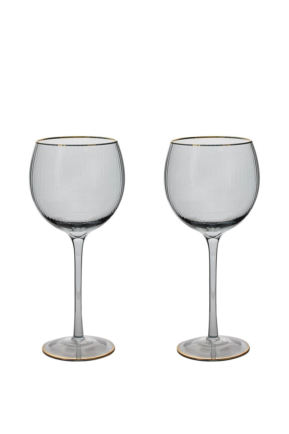 Set of 2 Grey Gin Glasses with Gold Rim