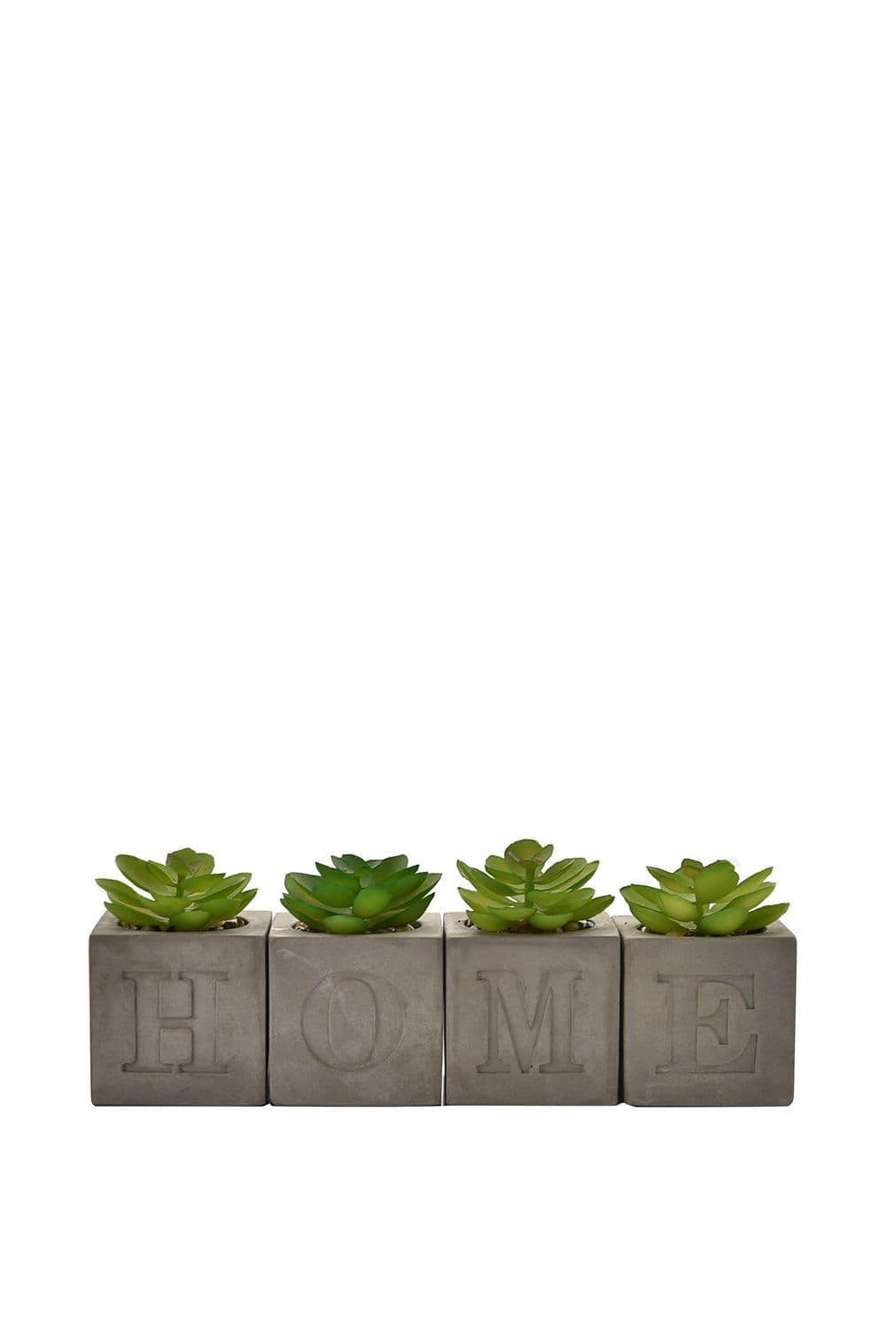 Set of 4 Faux Plants in a Cement Pot "Home " 6 x 6 cms