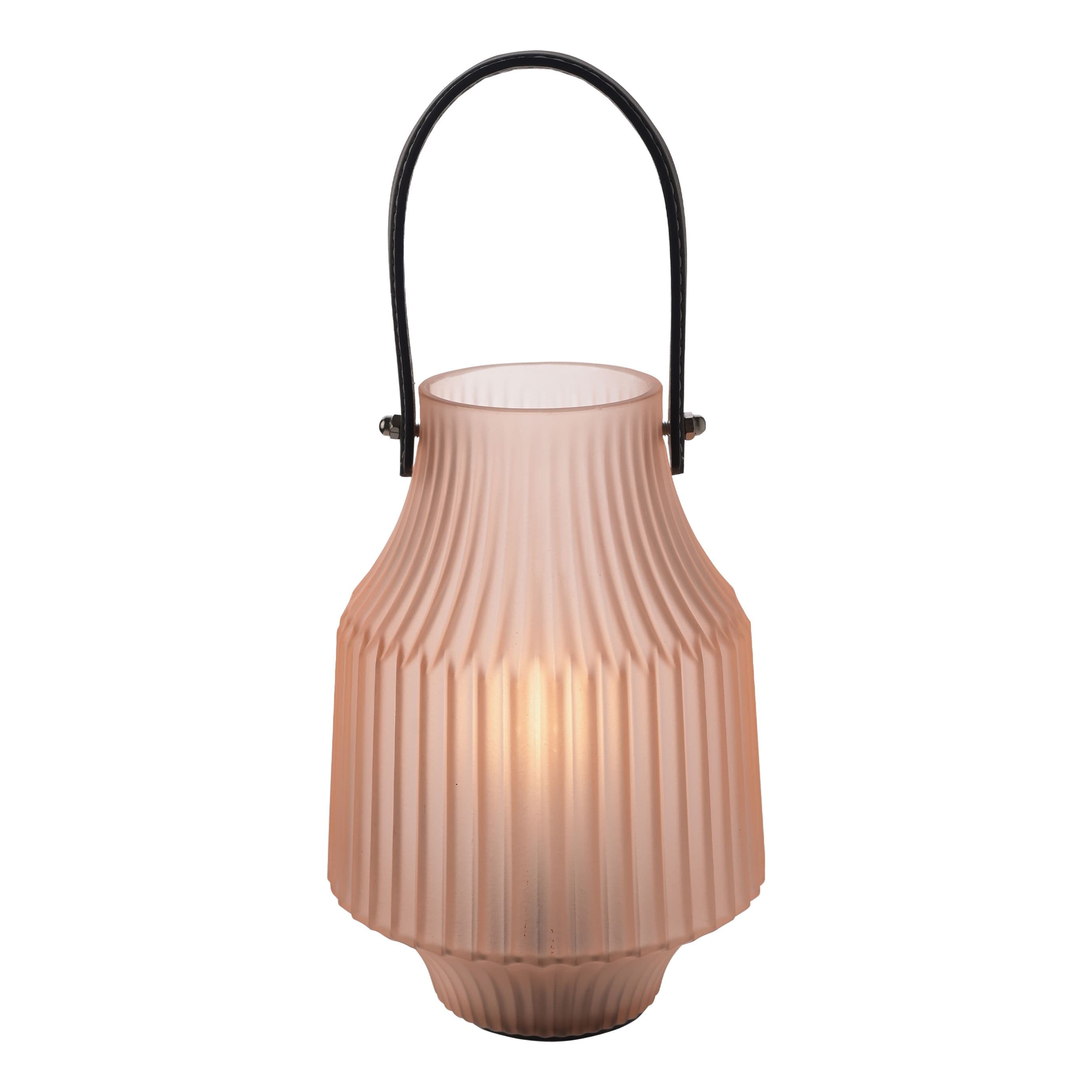 Battery Operated Portable Lantern Frosted Pink