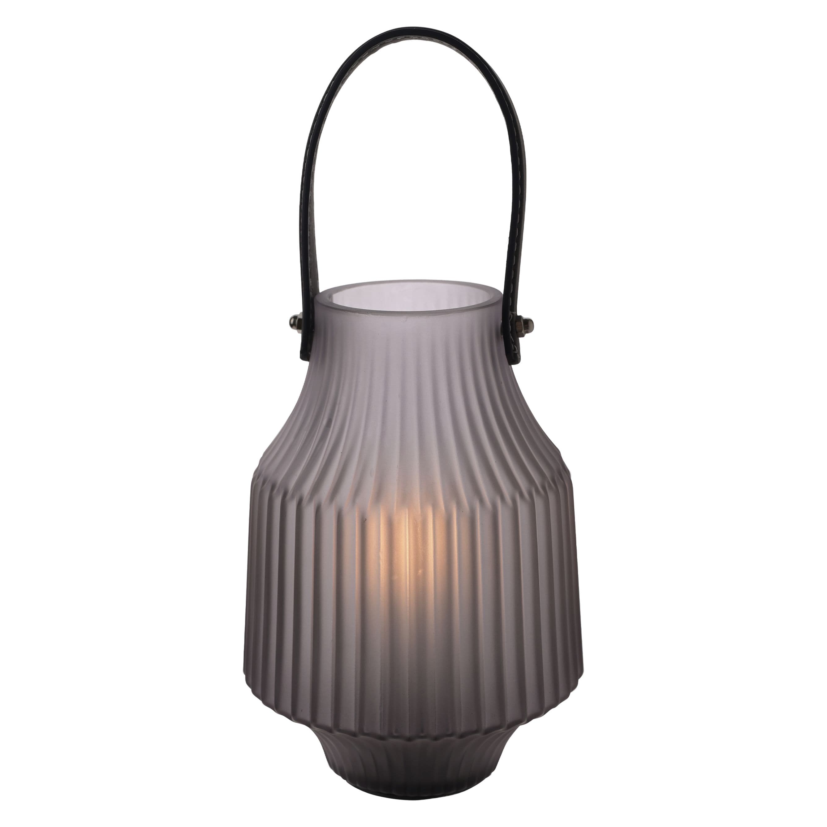 Battery Operated Portable Lantern Frosted Grey