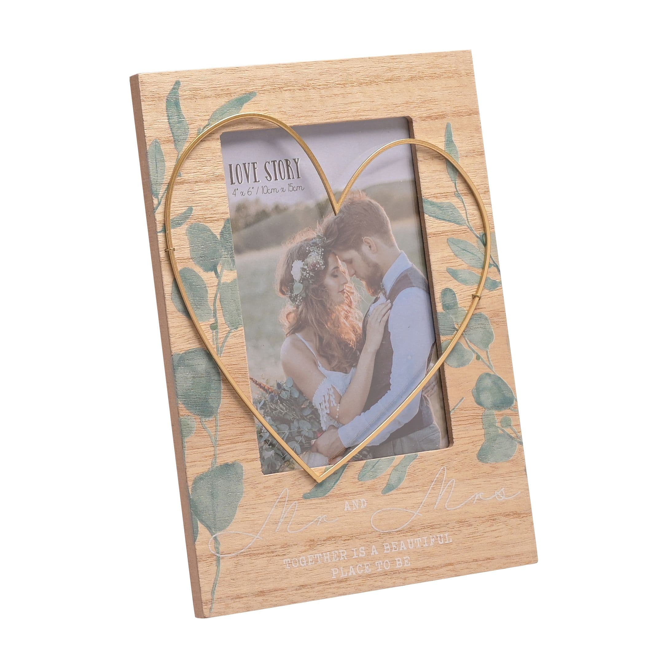 Mr & Mrs Frame Wire Heart 4" x 6"