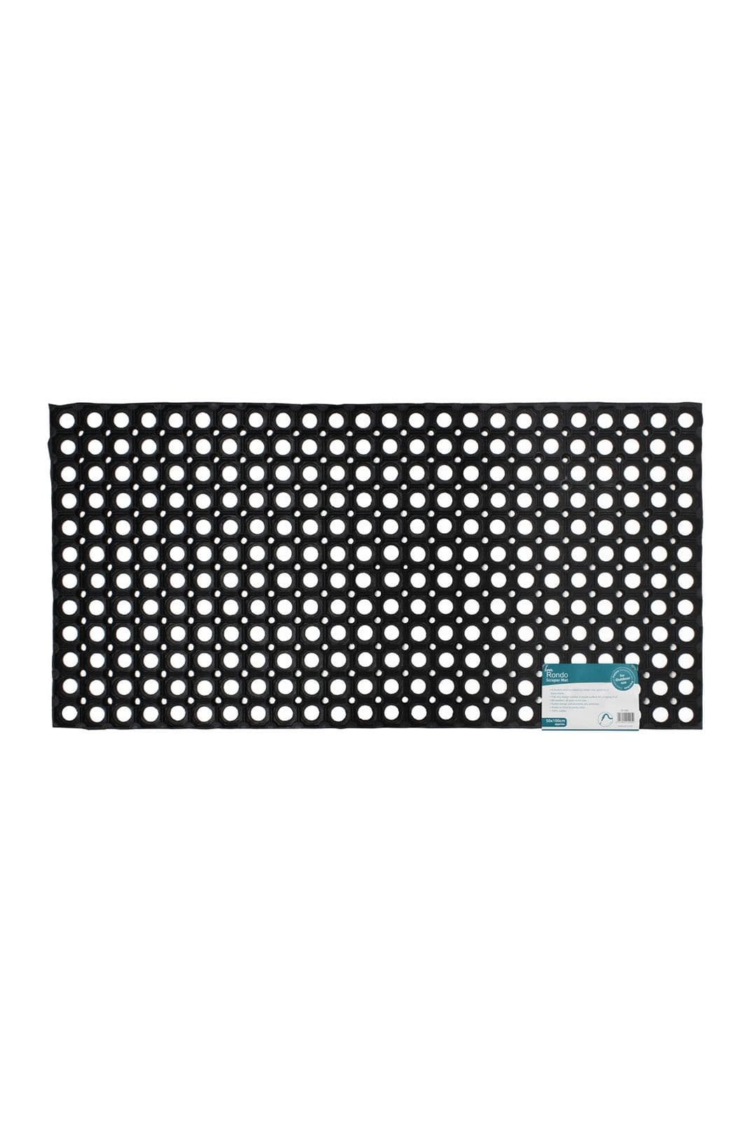 Rondo Rubber Ring Heavy Duty Outdoor Contract Door Mat Black 50x100cm