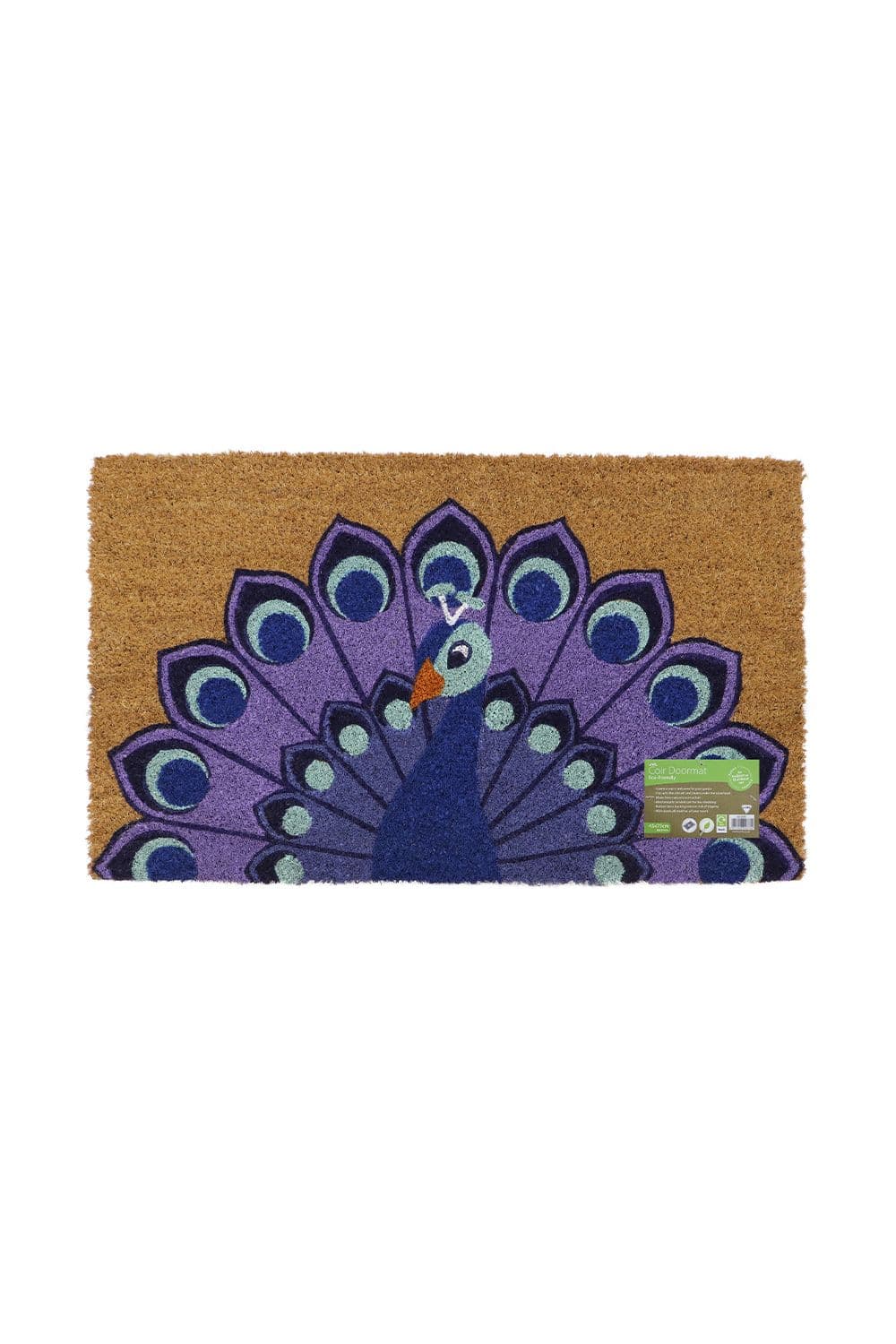 Eco Friendly Latex Backed Coir Door Mat 45 x 75 cm Peacock