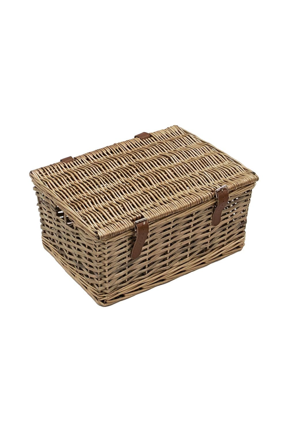 Handmade Buff Wicker Hampers Faux Leather Straps Small