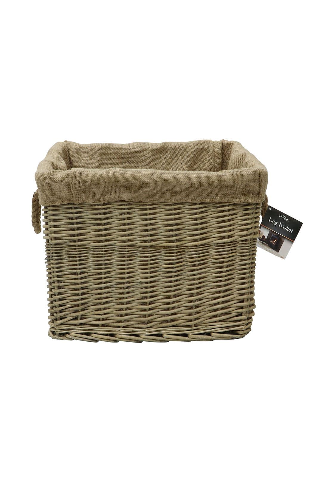 Antique Wash Rectangle Lined Log Basket