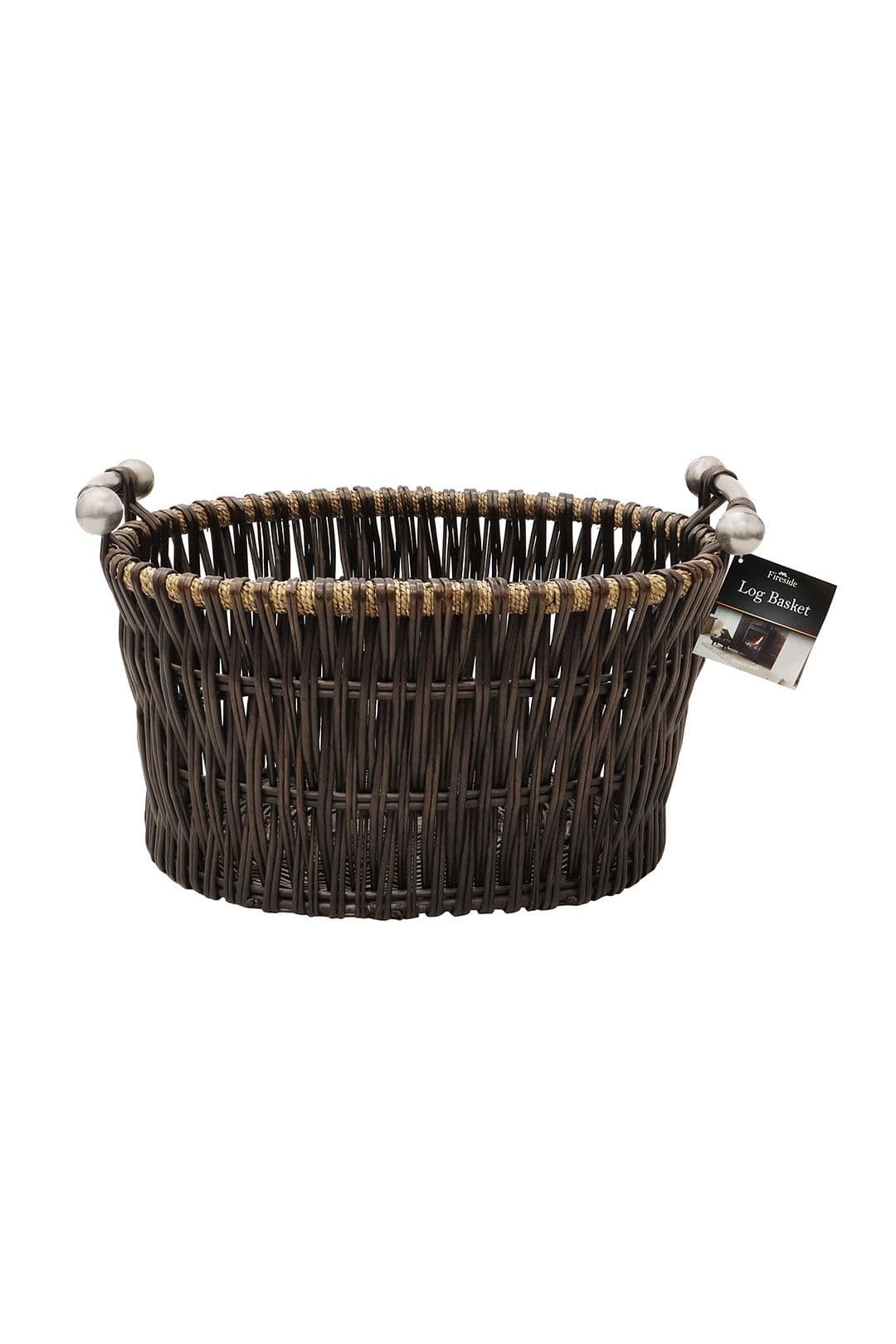 Dark Vertical Weave Log Basket