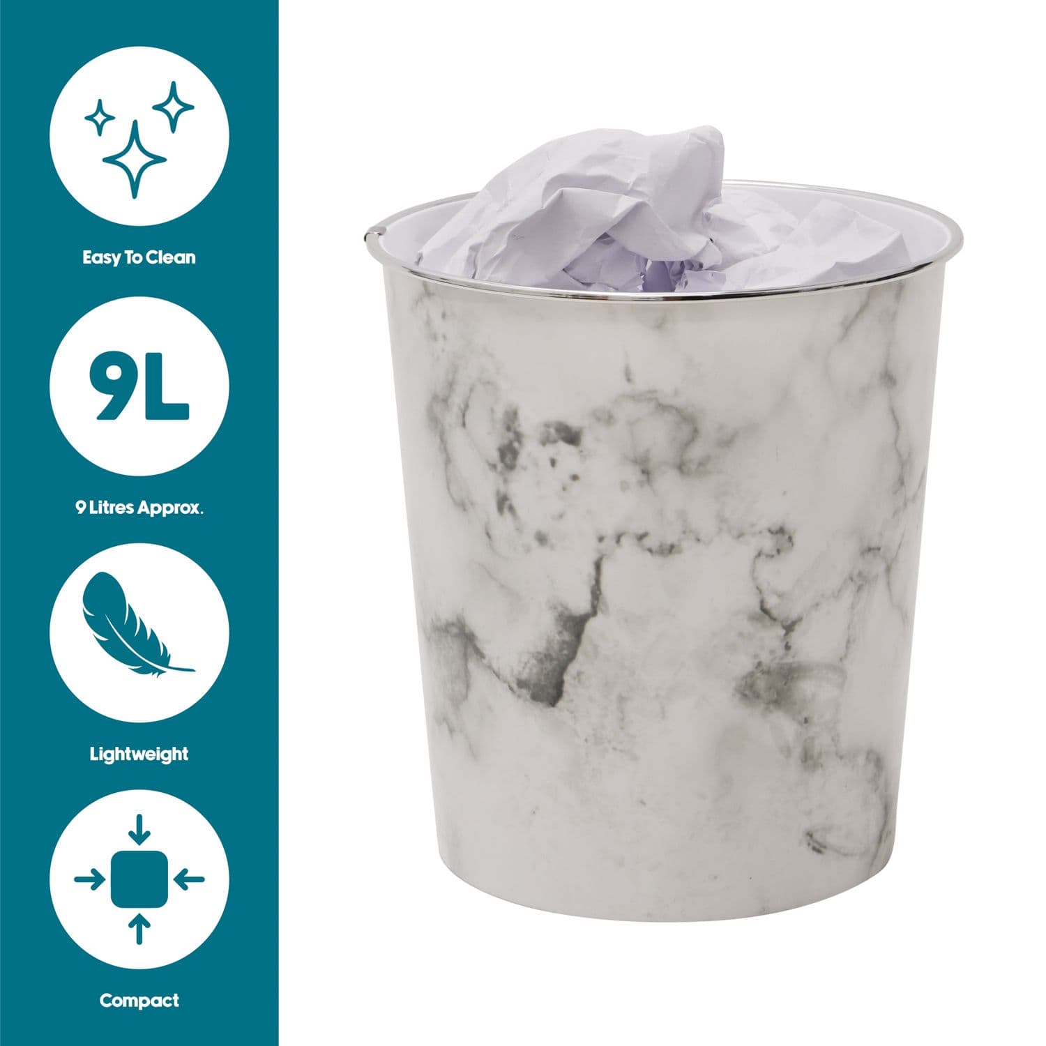 Marble Plastic Waste Paper Bin