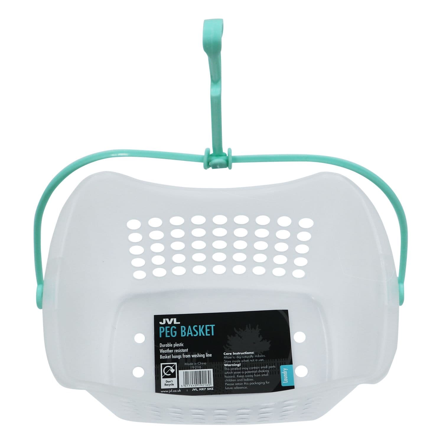 Plastic Hanging Peg Basket Clear Aqua One