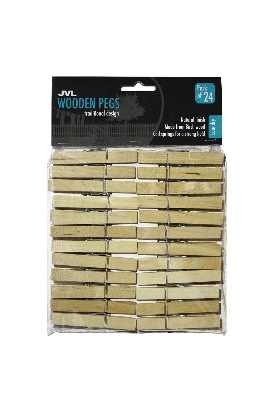 24 Piece Strong Wooden Retro Vintage Clothes Pegs