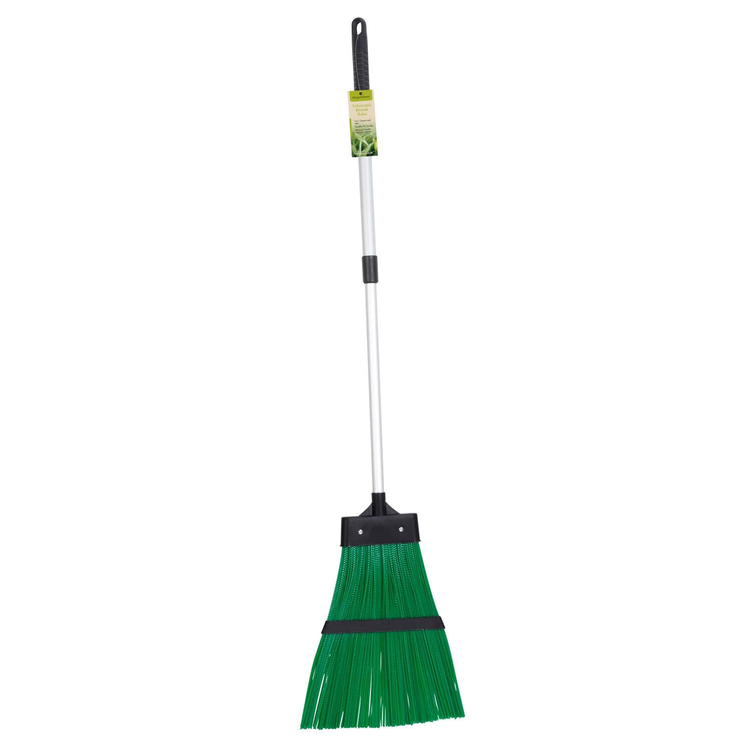 Outdoor Garden Hard Bristled Broom Brush Rake Extendable Handle