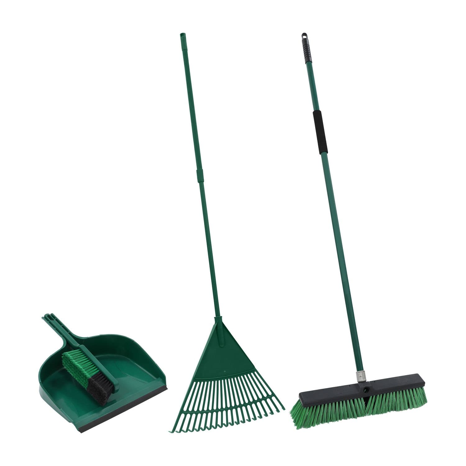 Garden Clean Up Bundle Includes Outdoor Broom Dustpan Brush Telescopic Rake