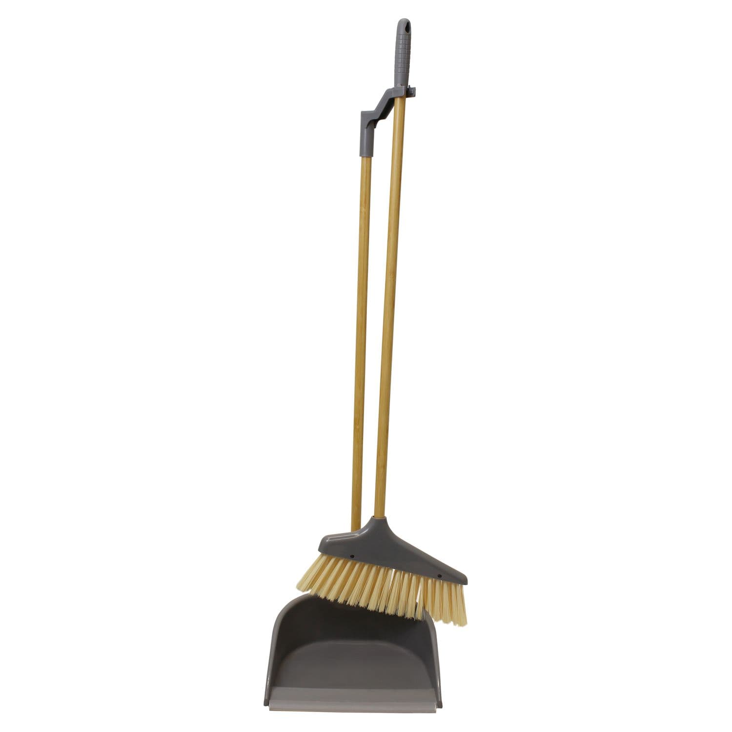 Bamboo Long Handle Dustpan Bristle Brush Set