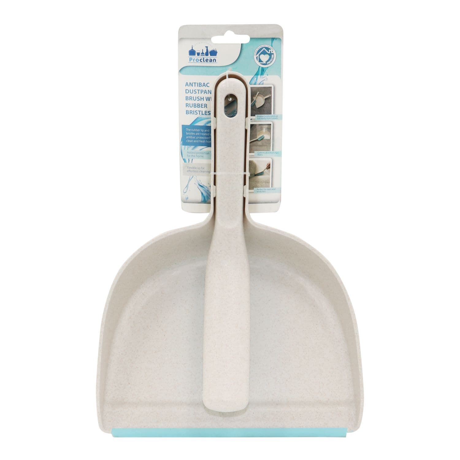 Pro Clean Anti Bacteria Dustpan Brush Rubber Bristles