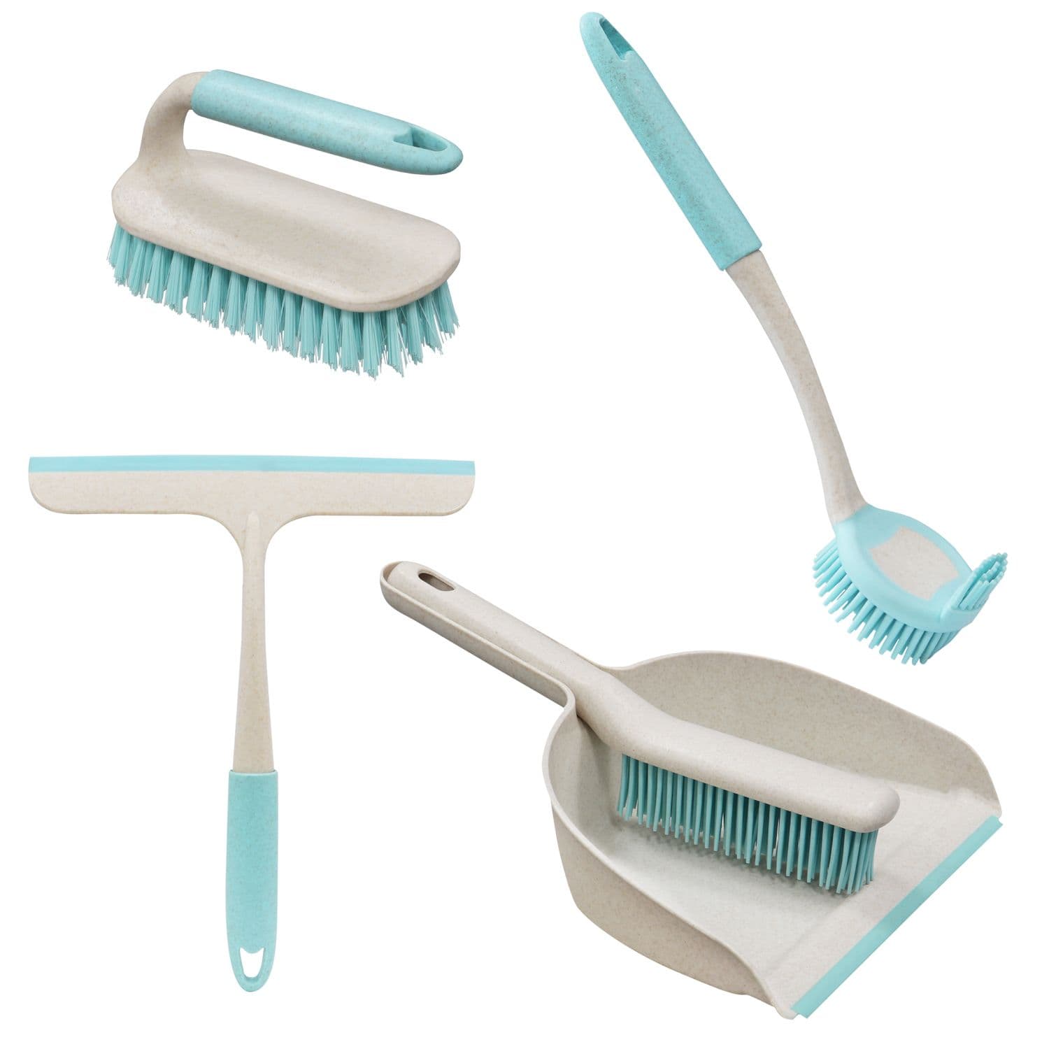 Pro Anti Bac Cleaning Essentials Dust pan Scrubbing Dish Brush Window Squeegee Bundle