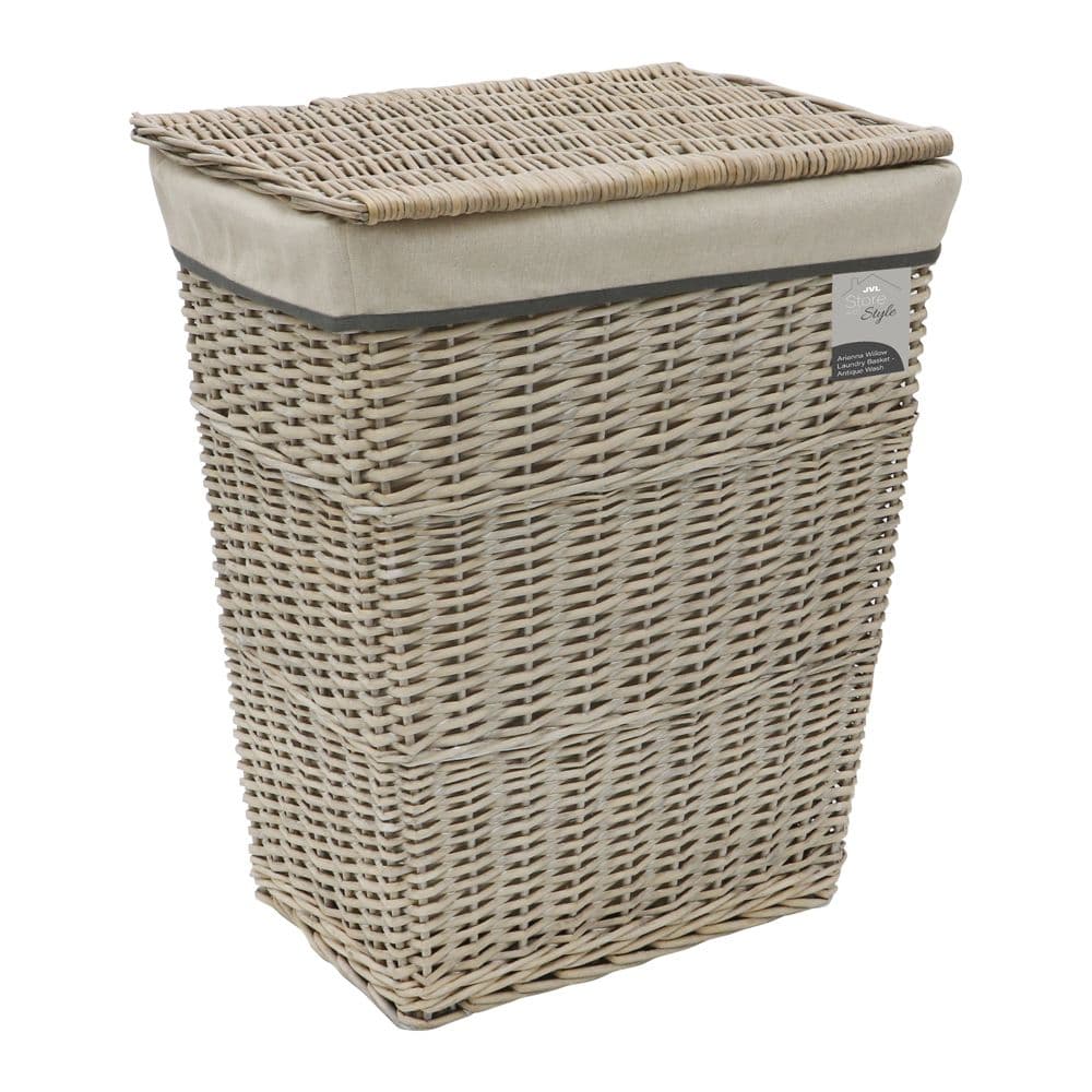 Arianna Rectangular Tapered Willow Linen Laundry Basket