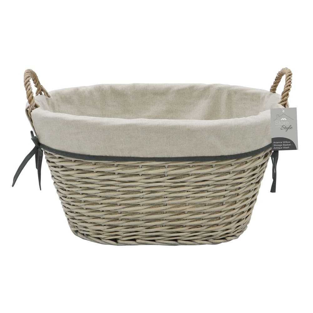 Arianna Oval Tapered Willow Storage Basket Wash