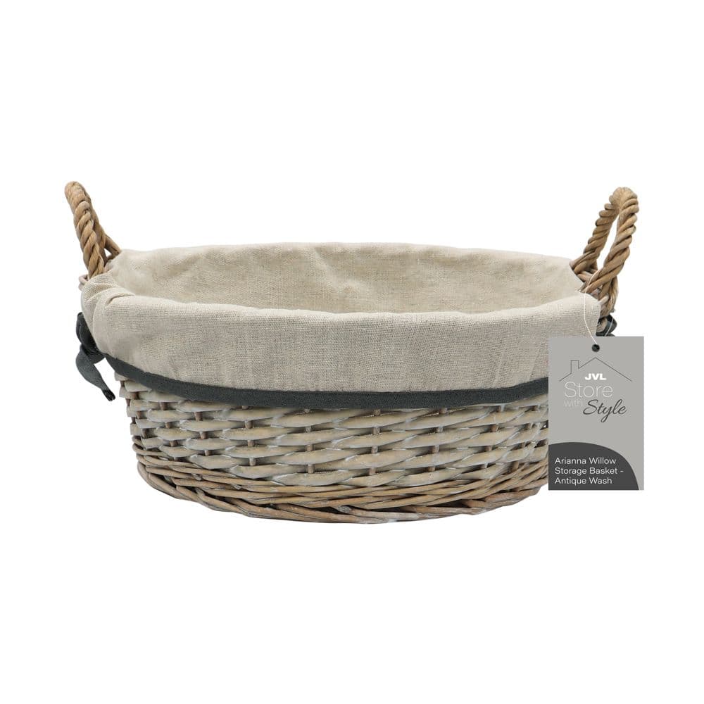 Arianna Round Willow Storage Baskets Wash